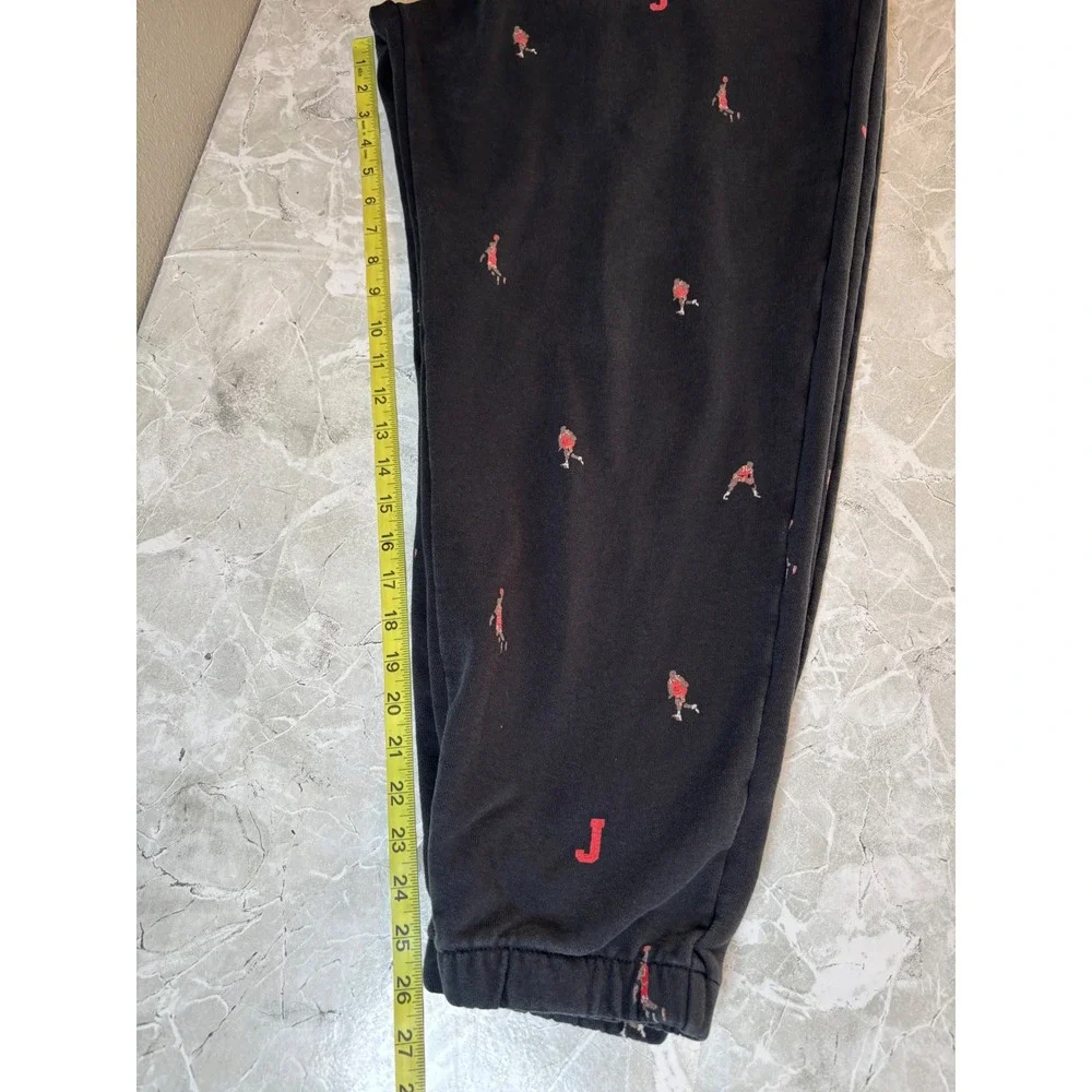 Jordan Mens XXL Black All Over Jumpman Logo Fleece Jogger Sweatpants Drawstring